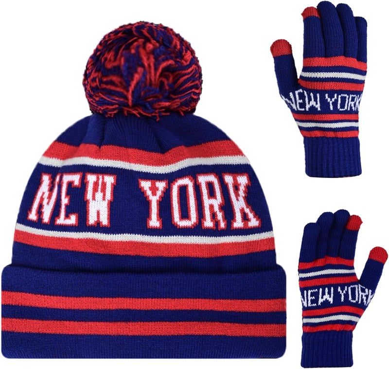 mtstaowe Vintage Classic Skull Cap Beanie Hat Cuffed Winter Hat Knit Comes with Warm Gloves Gifts for Men Women Fans - Image 1